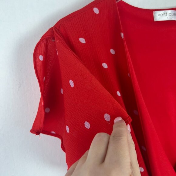 Vestique Polka Dot Tie Romper Lipstick Red Size Small S EUC L2611 - Picture 11 of 16